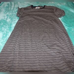 Striped Gray and Black T-Shirt Dress